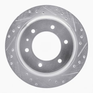 Acura SLX Brake Rotor (1) - Rear Right - R1 Concepts - Drilled & Slotted - Silver - `92-`04